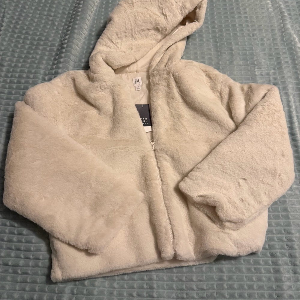 GAP Kids Ivory Faux Fur Jacket